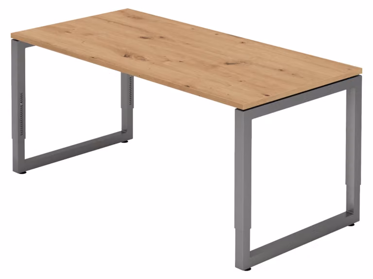 bümö Scrivania Serie-R - Dimensioni: 160 x 80 cm, Decorazione: rovere nodoso, Struttura: grafite