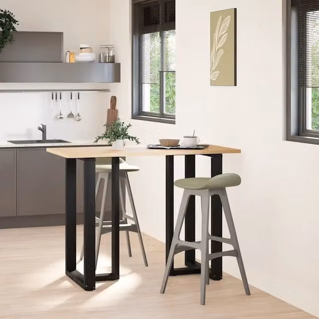 Coppia di gambe per tavolo da bar a forma di T in acciaio nero, design moderno, L/P/H: 60 x 35 x 101 cm