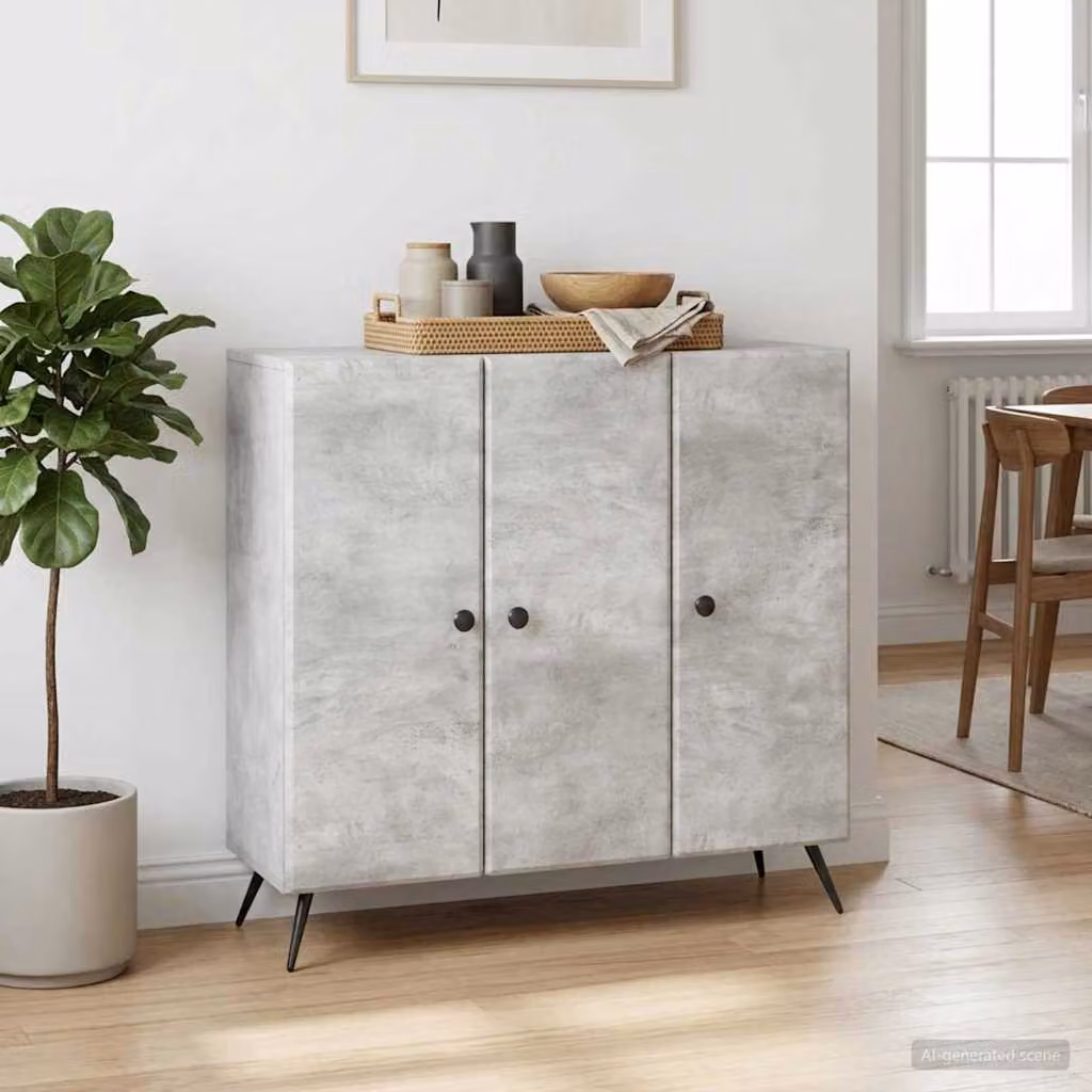 Credenza moderna vidaXL in legno ingegnerizzato grigio, L 89 x P 34,5 x H 80 cm