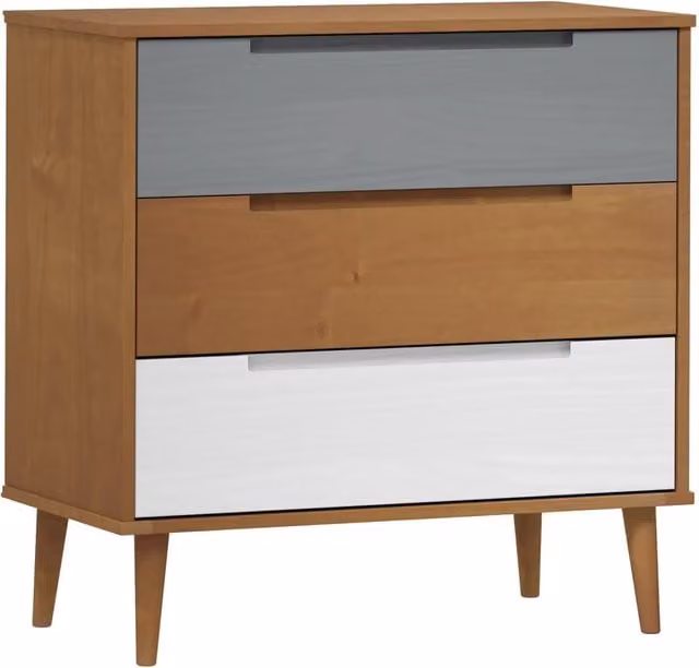 Cassettiera MOLDE Marrone in Legno Massello di Pino L: 80 cm, P: 40 cm, H: 80 cm CFW3214411 – 1