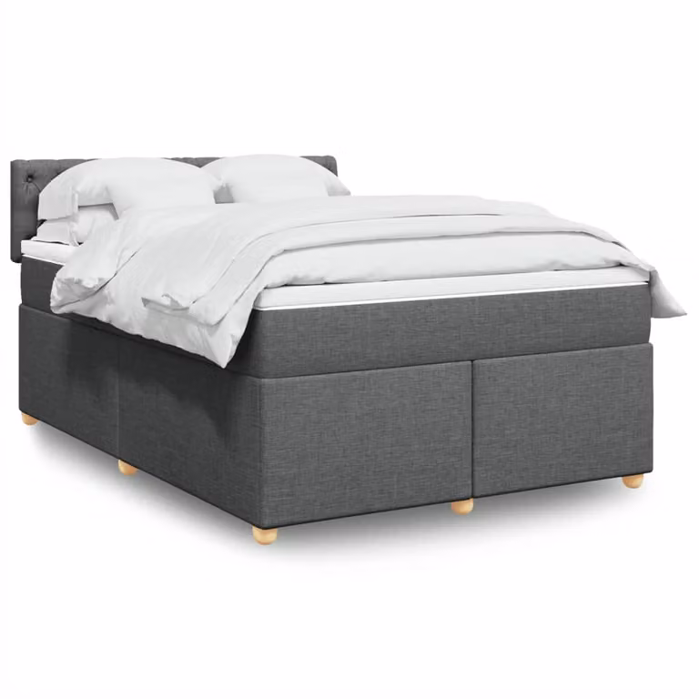 vidaXL Letto a Molle Moderno con Materasso in Tessuto Grigio e Bianco L/P/H: 160 x 200 cm