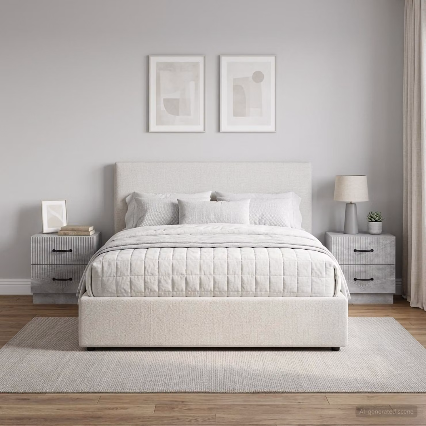 Set di 2 Armadi da Notte vidaXL Grigio Cemento L 43 cm x P 34,5 cm x H 44,5 cm