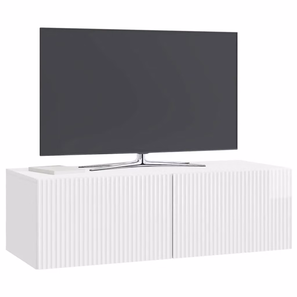 Mobile Porta TV Sospeso Moderno Bianco Lucido L: 98 cm, P: 41 cm, H: 30 cm – 2