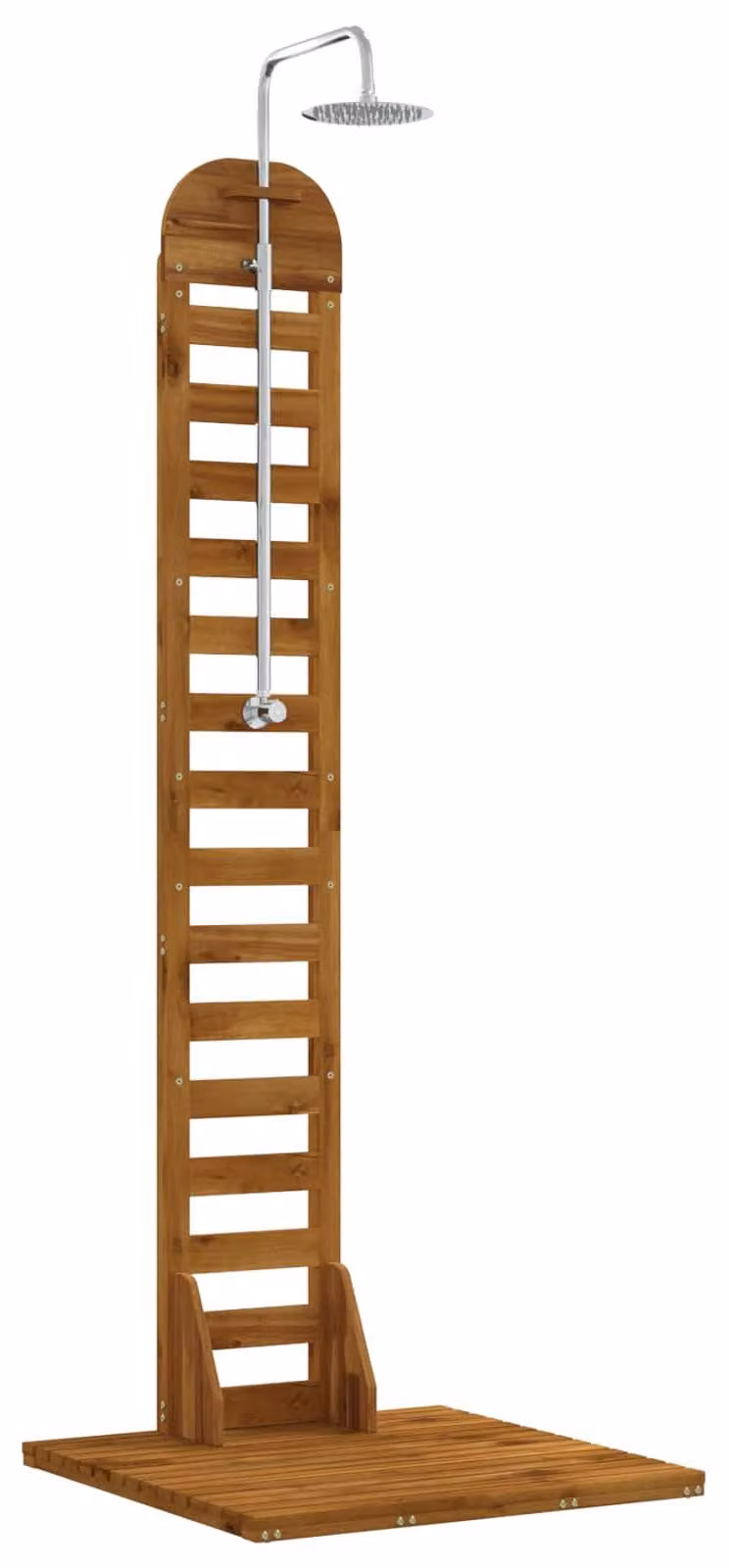 Doccia esterna, 225 cm. Realizzata in legno di acacia e acciaio inossidabile