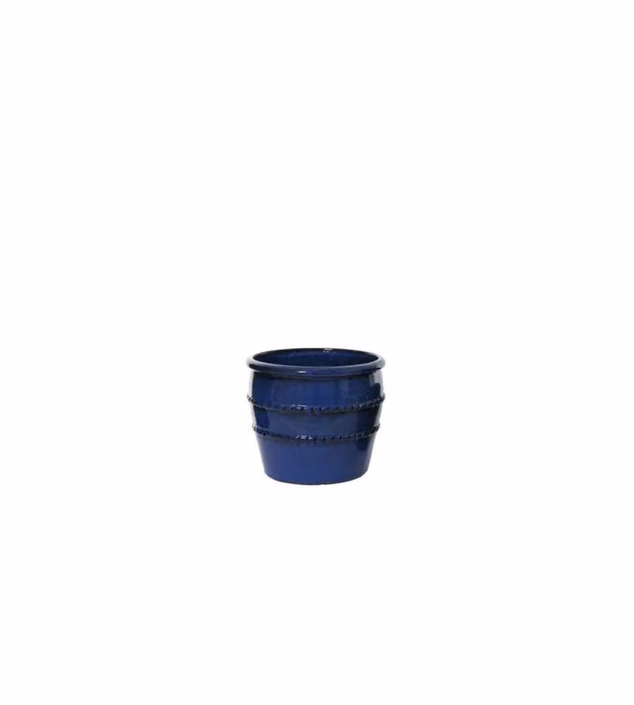 Vaso Lucia per Piante Cilindrico Blu 37 cm in Terracotta Smaltata Blu