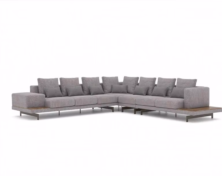 Grau Sofa Couch L-Form Designer Textil Möbel Polstersofa Wohnzimmer