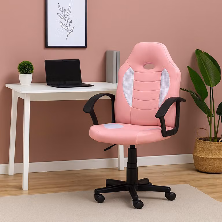 Sedia da scrivania Junior regolabile in altezza, sedia girevole ergonomica rosa