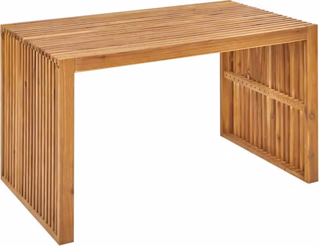 Tavolo da pranzo rettangolare Beliani in legno di acacia marrone per interni ed esterni, stile rustico, L: 120 cm, P: 70 cm