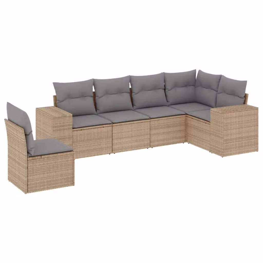 vidaXL Set Divano da Giardino a L 6 pz con Cuscini Beige e Grigio in Polyrattan e Acciaio – 2