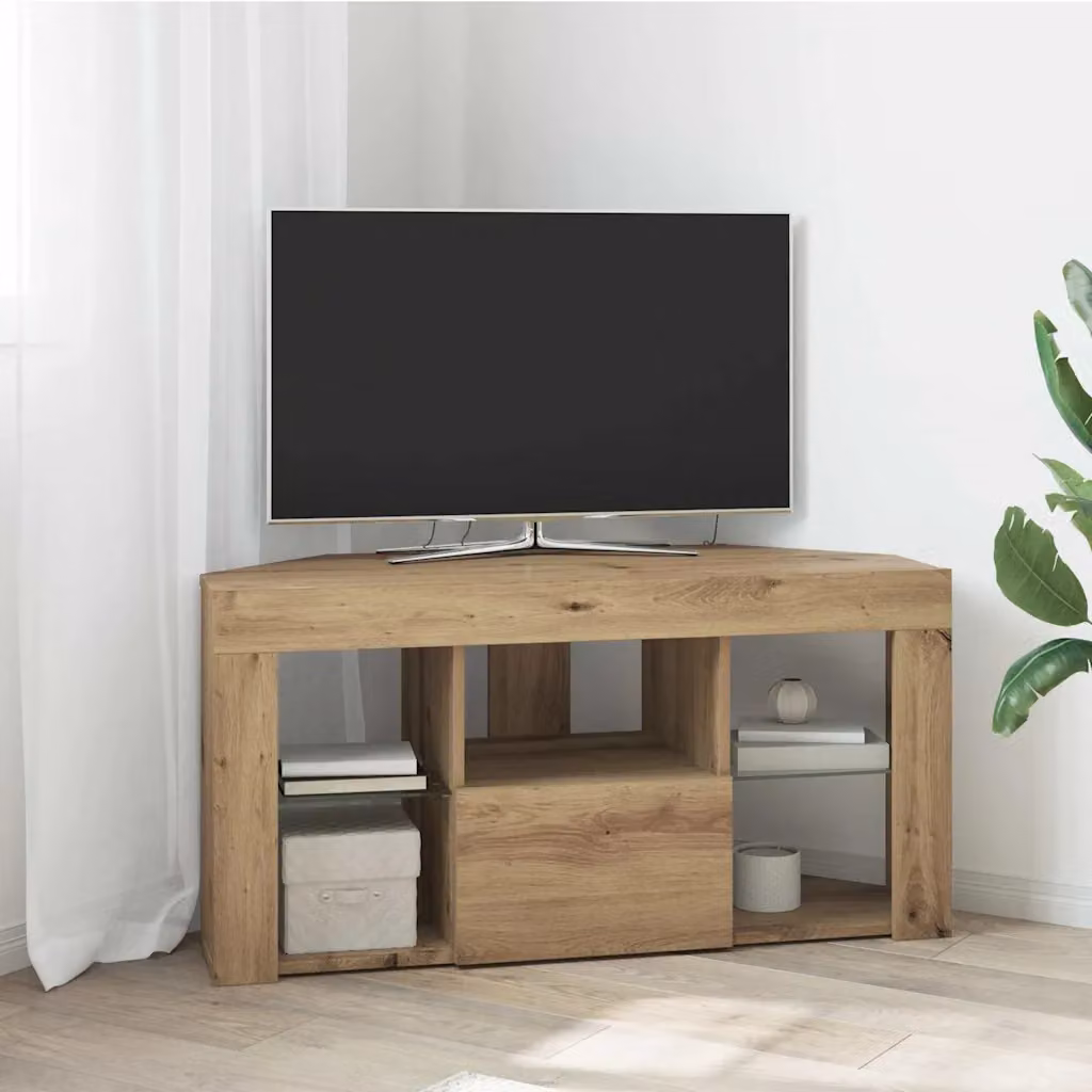 Mobile TV LED Angolare vidaXL in Rovere Artigianale Marrone L: 100 cm, P: 40 cm, H: 50 cm