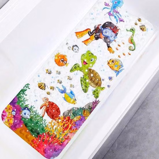 Tappetino antiscivolo per il bagno dei bambini, 100x40 cm, senza BPA e resistente alla muffa, per il bagno o la doccia dei bambini