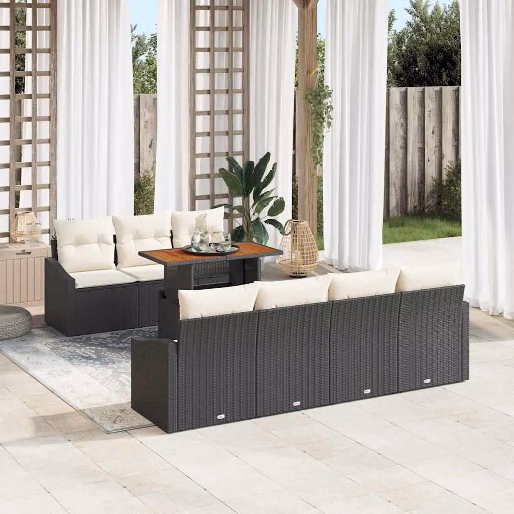 Maison Exclusive - Set da giardino composto da 8 pezzi, divano in rattan sintetico nero