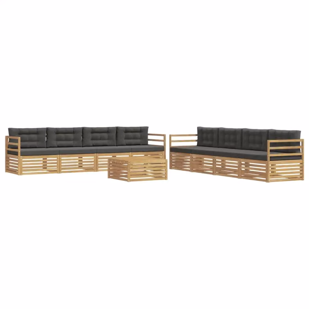 Set di divani da esterno a forma di U vidaXL in legno di acacia con cuscini Bianco e Antracite – 2