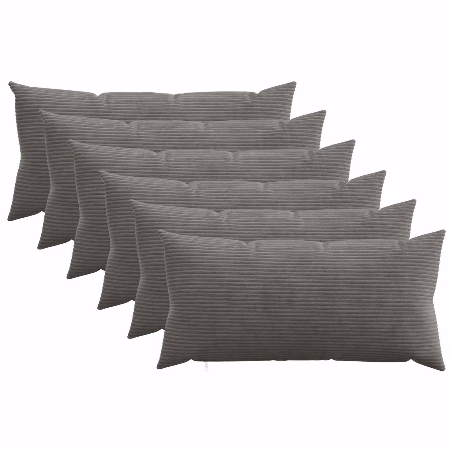 Set di 6 federe vidaXL HEERLEN in velluto a coste, Grigio Scuro, 40 x 70 cm