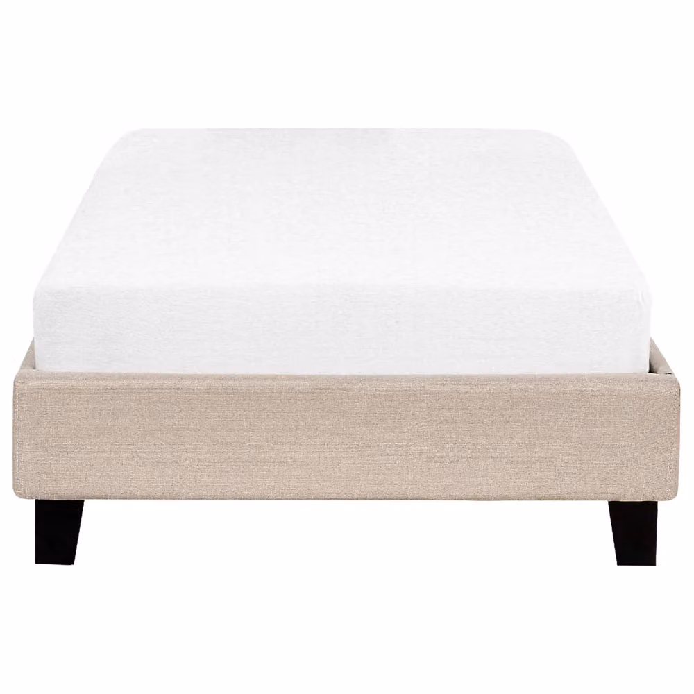 Letto singolo Beliani in tessuto beige con rete a doghe senza testiera L/P: 90 x 200 cm – 2