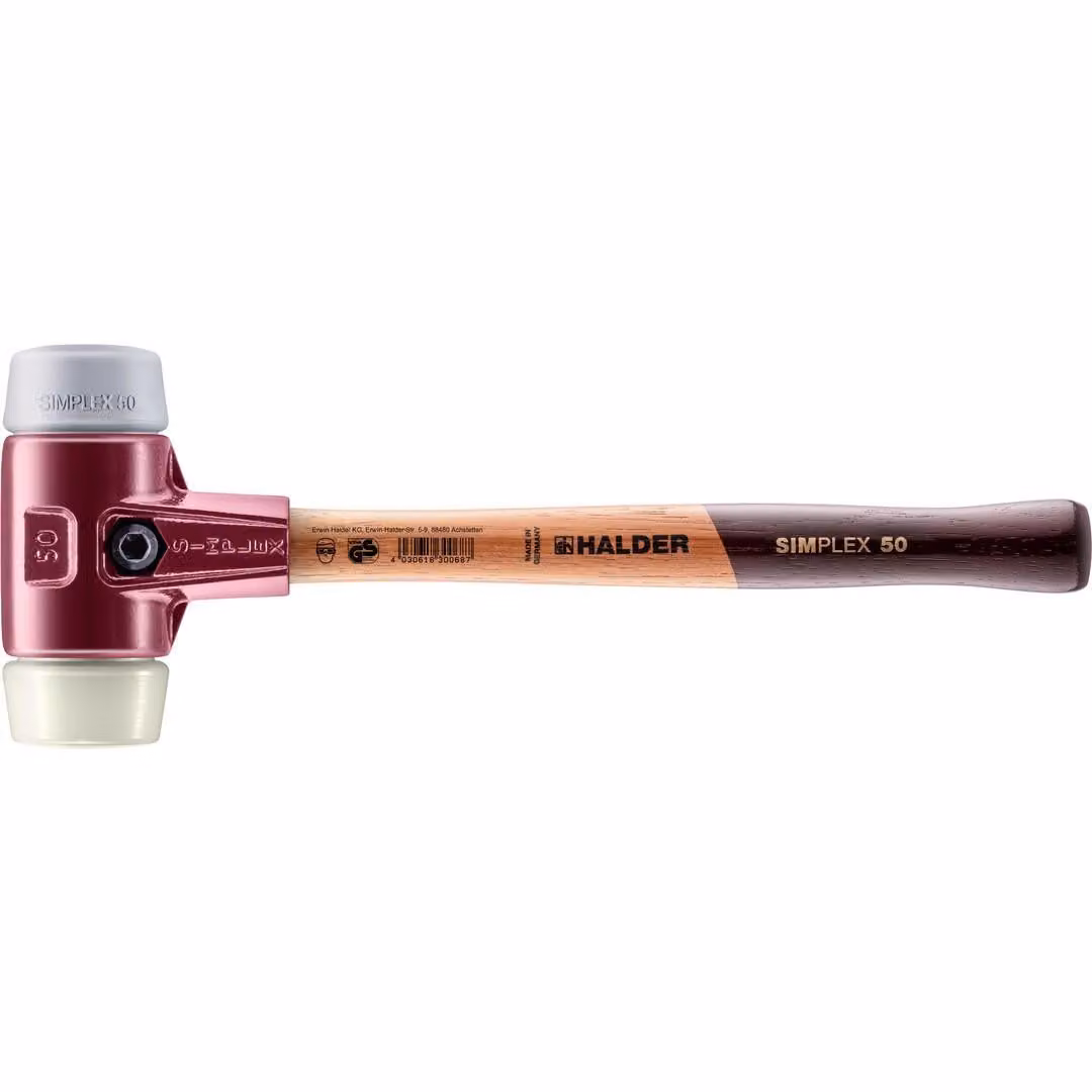 Mazza SIMPLEX soft-face con alloggiamento TE e manico in legno, Ø 50, TPE-mid / nylon