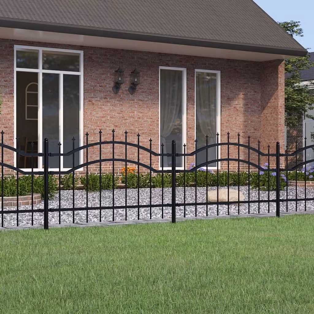 Maison Exclusive - Recinzione da giardino con punta a lancia nera 239x75 cm in acciaio verniciato a polvere