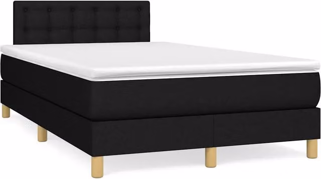 Letto a Molle con Materasso vidaXL in Tessuto Nero con Illuminazione LED e Porte USB L/P: 120 x 200 cm – 2