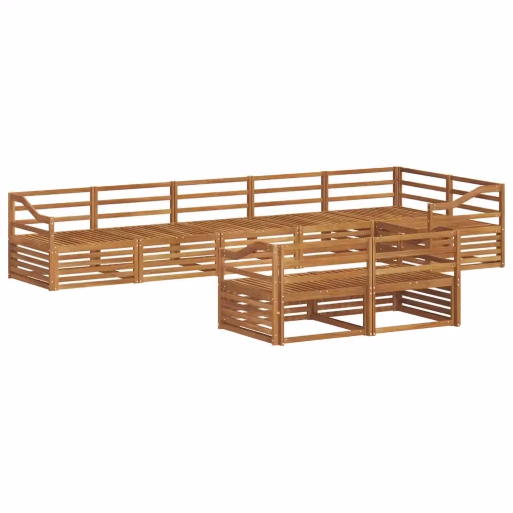 Set di divani da esterno a L vidaXL in legno di acacia massello marrone con 8 pezzi e cuscini inclusi – 2