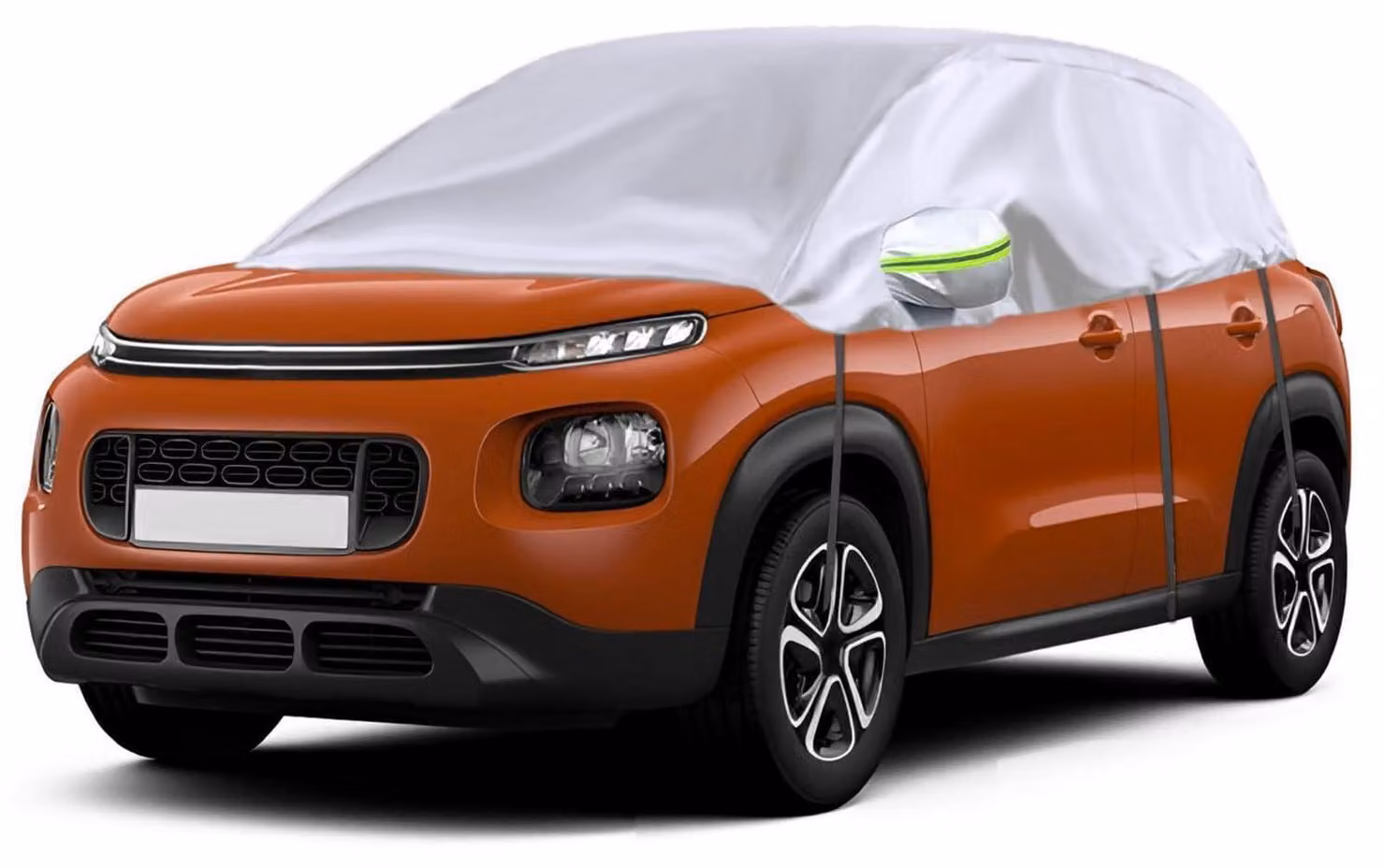 Copertura morbida per garage parziale, adatta per Citroen C3 dal 2002 al 2024, colore argento, con strisce riflettenti
