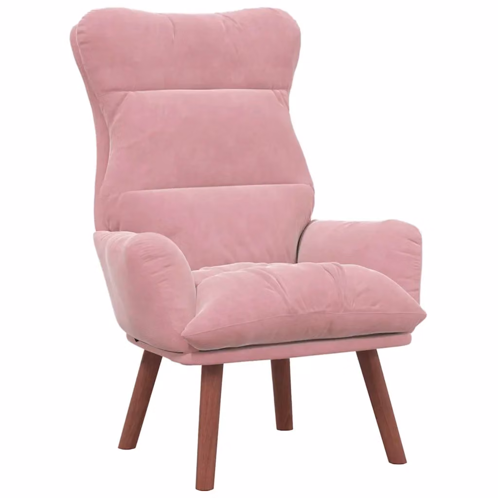 Poltrona Relax in Velluto Rosa con Struttura in Legno e Braccioli L: 69 cm, P: 74 cm, H: 93 cm – 2