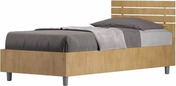 Letto Singolo 80x200 cm testata dritta con doghe Ankel - Senza rete,Quercia Natura