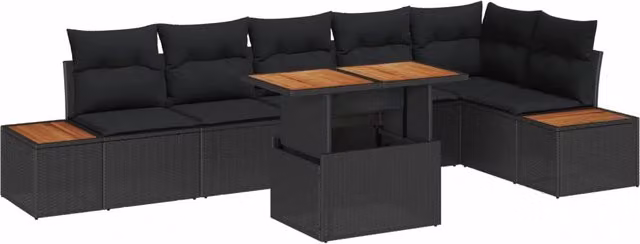 Set Divano da Giardino 7 pz Nero polyrattan 3350075