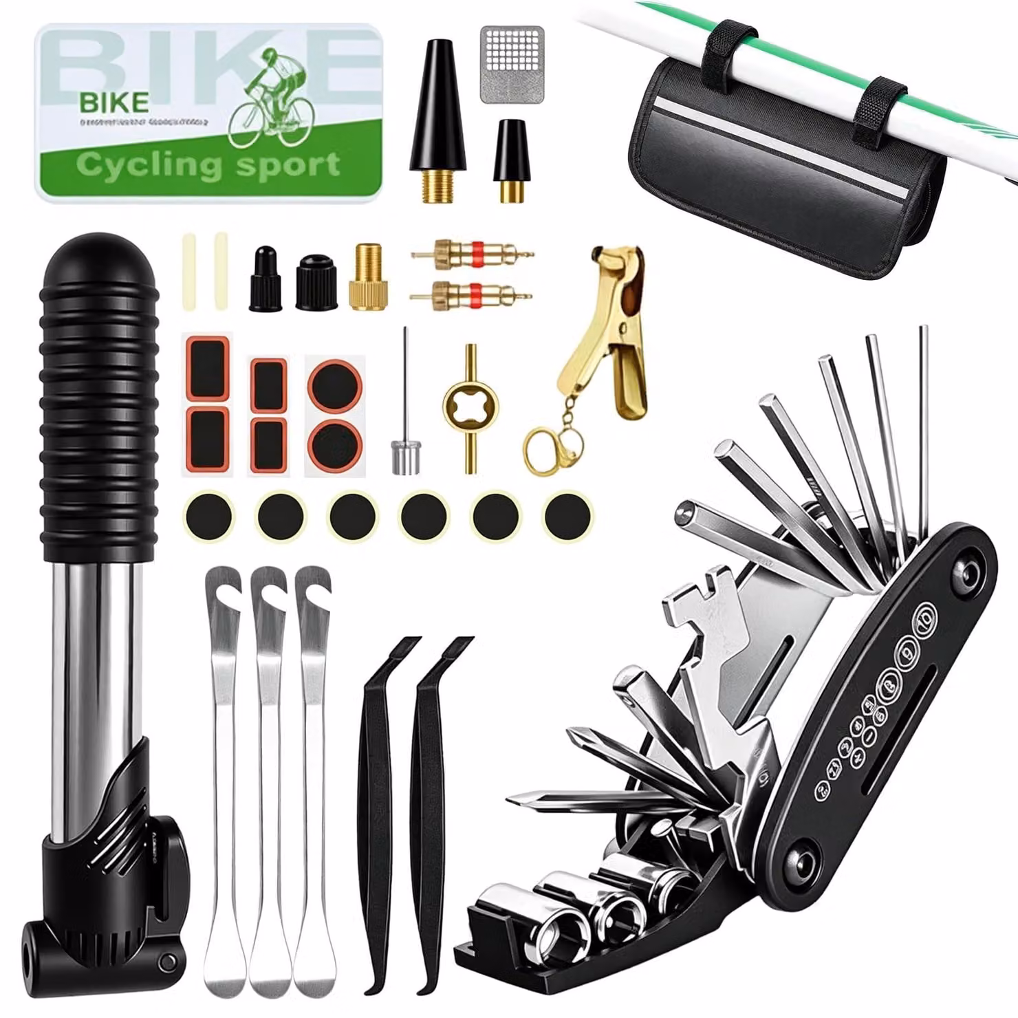 Kit di riparazione per biciclette con utensili multifunzione