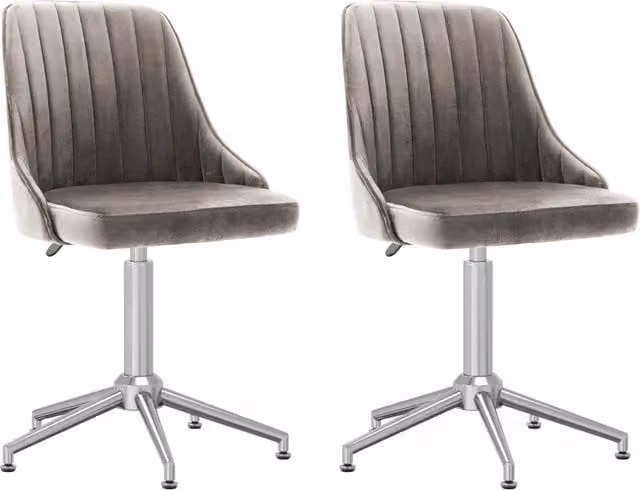 Set di 2 sedie da pranzo girevoli a 360 gradi VIDAXL in velluto grigio con struttura in metallo e MDF – 1