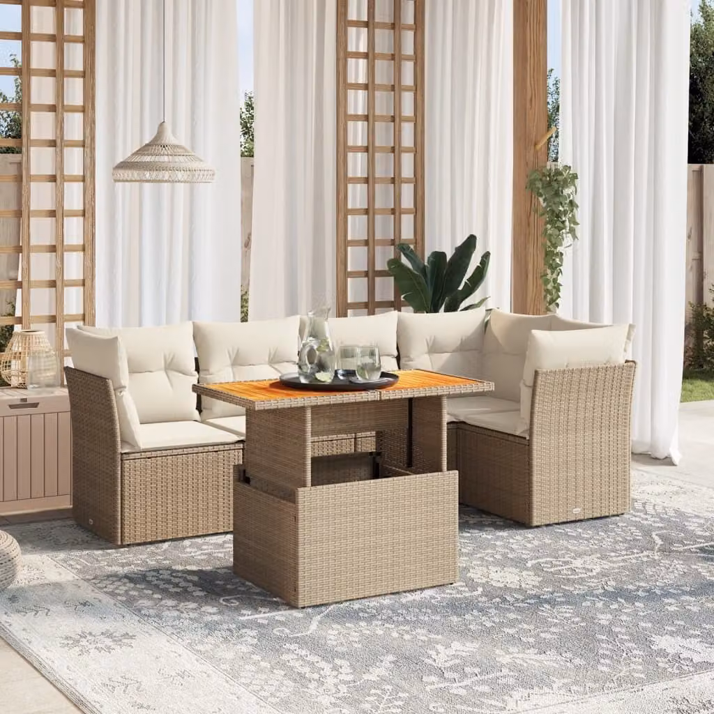 Maison Exclusive - Set Divano da Giardino 5 pz con Cuscini Beige in Polyrattan