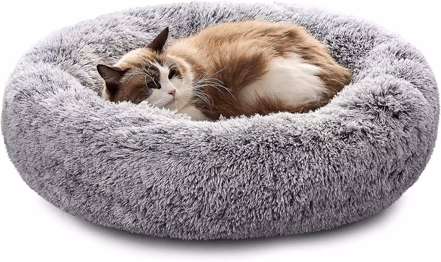 Cuccia per cani, 50 cm, grigia, morbida a forma di ciambella, lavabile, ideale per i viaggi