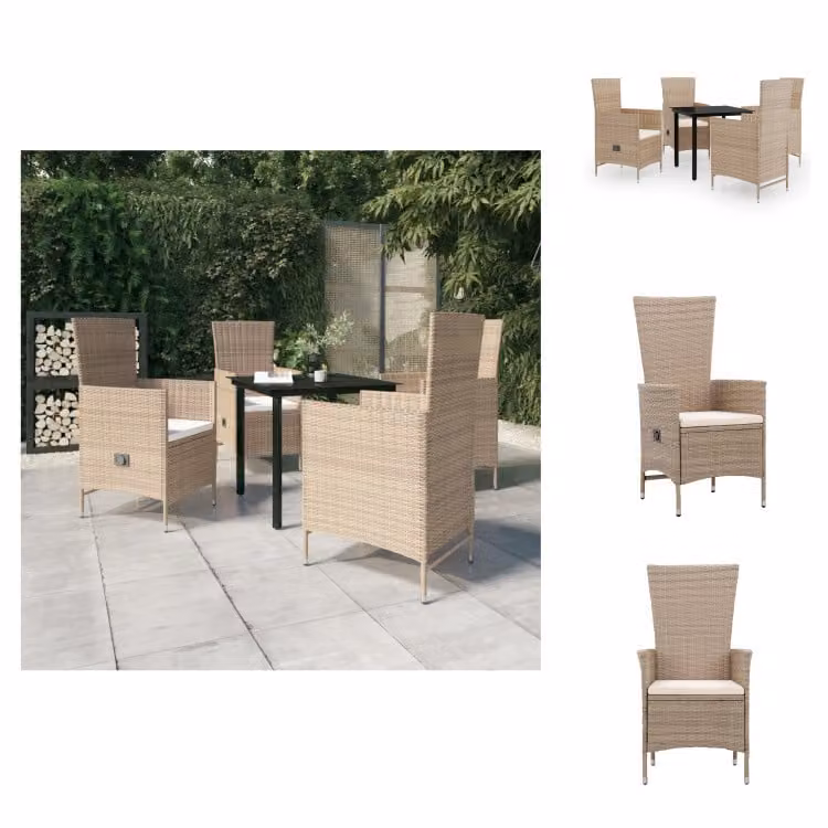 vidaXL Set da pranzo da giardino 5 pezzi con cuscini Beige - Set di mobili da giardino