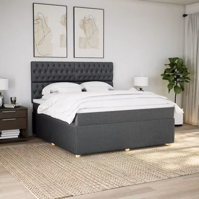 Giroletto a Molle con Materasso Grigio Scuro 180x200 cm Tessuto 3294443