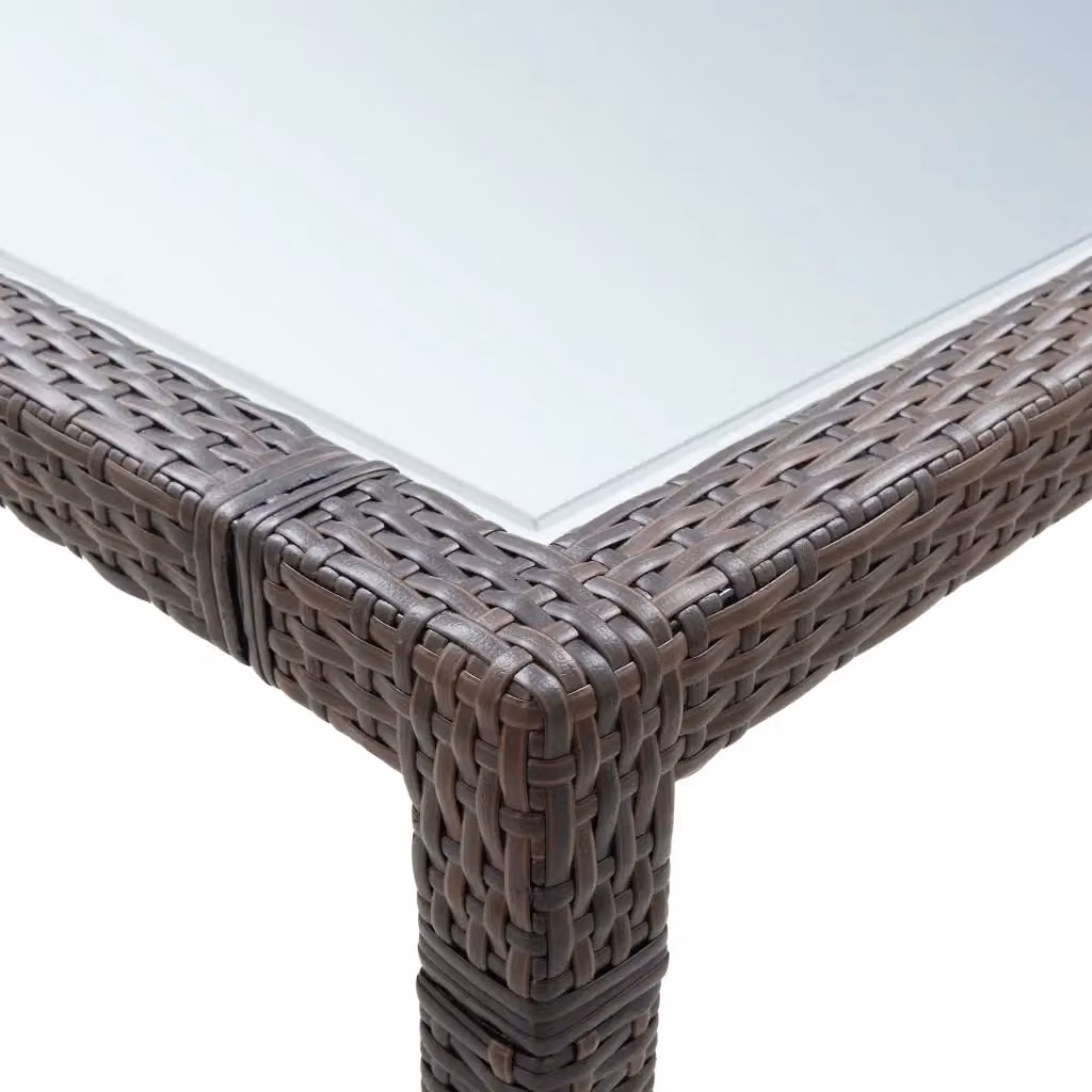 Tavolo da pranzo rettangolare da giardino e terrazzo vidaXL in polyrattan marrone con piano in vetro L: 200 cm, P: 150 cm, H: 74 cm – 2