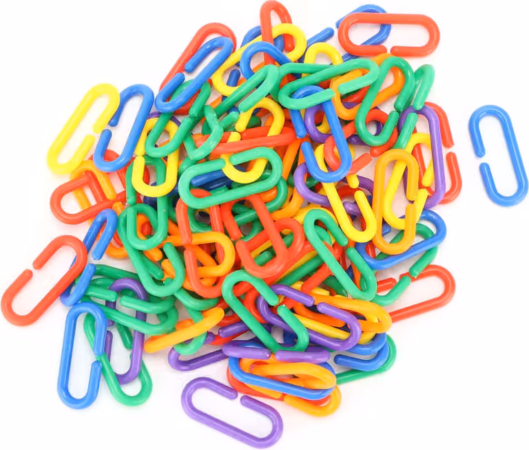 Catena in plastica Giocattolo per uccelli CClips Gancio sinistro Pappagallo Masticazione educativa