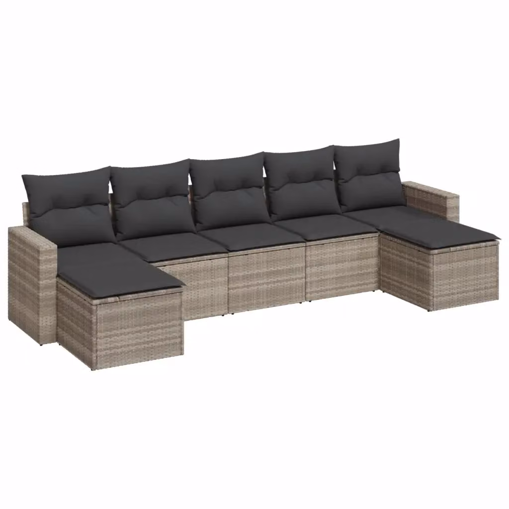 Set di divani da giardino vidaXL in 7 pezzi con cuscini grigi in polyrattan e struttura in metallo – 2