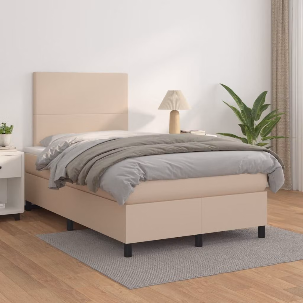 The Living Store Letto a molle insacchettate Materasso cappuccino marrone 120x200cm Similcuoio