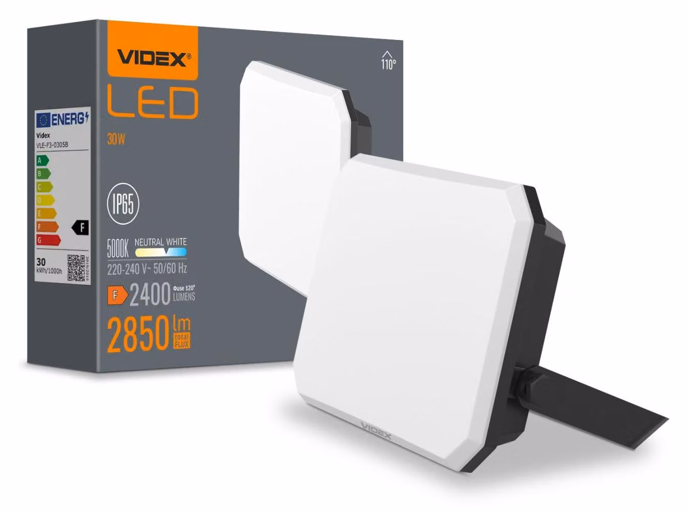 Proiettore a LED VIDEX F3 30W 5000K Nero Proiettore per esterni IP65