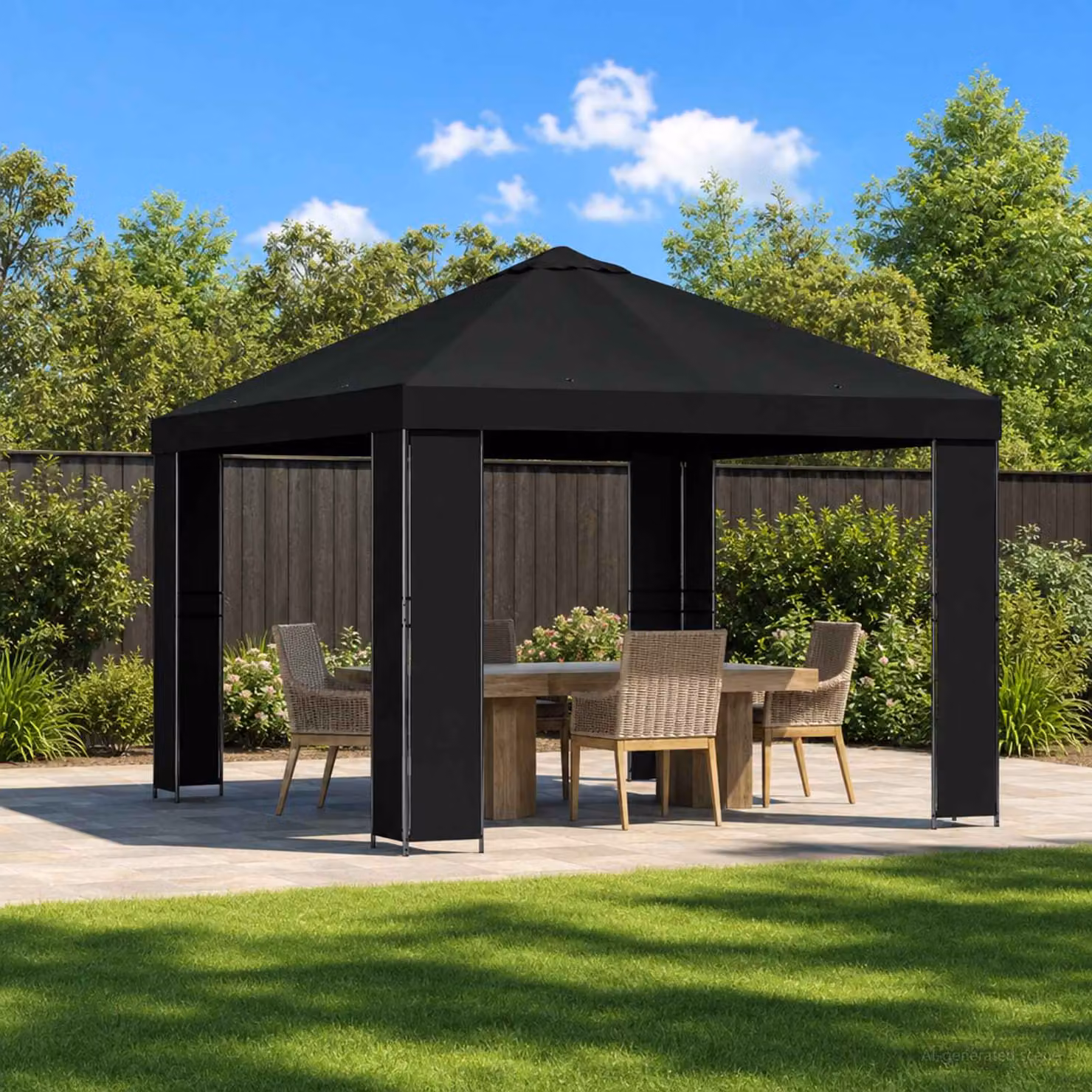 Gazebo vidaXL in acciaio galvanizzato e poliestere nero 3 x 3 m
