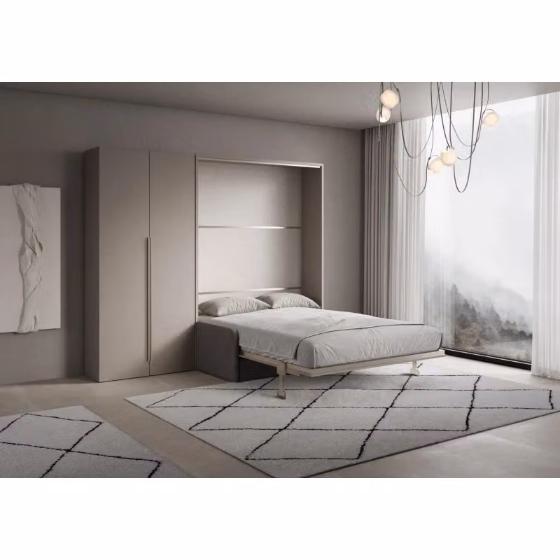 Letto matrimoniale a scomparsa Versia Itamoby con divano e armadio a 2 ante, colore grigio, L/P/H: 224 x 160 x 200 cm – 2