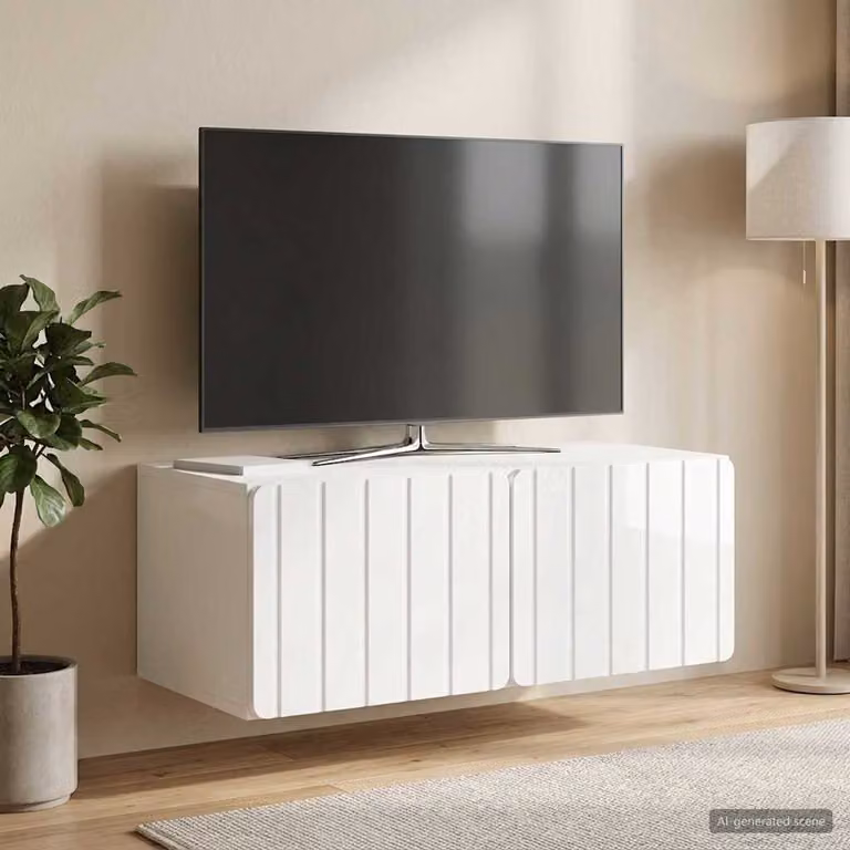 vidaXL Mobile Porta TV da Muro Moderno Bianco Lucido L: 78,5 cm, P: 41 cm, H: 30 cm