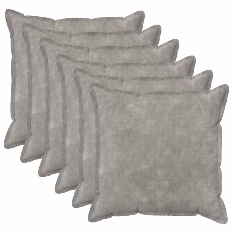 Set di 6 federe quadrate vidaXL HOUTEN in microfibra e poliestere, Grigio, 55 x 55 cm