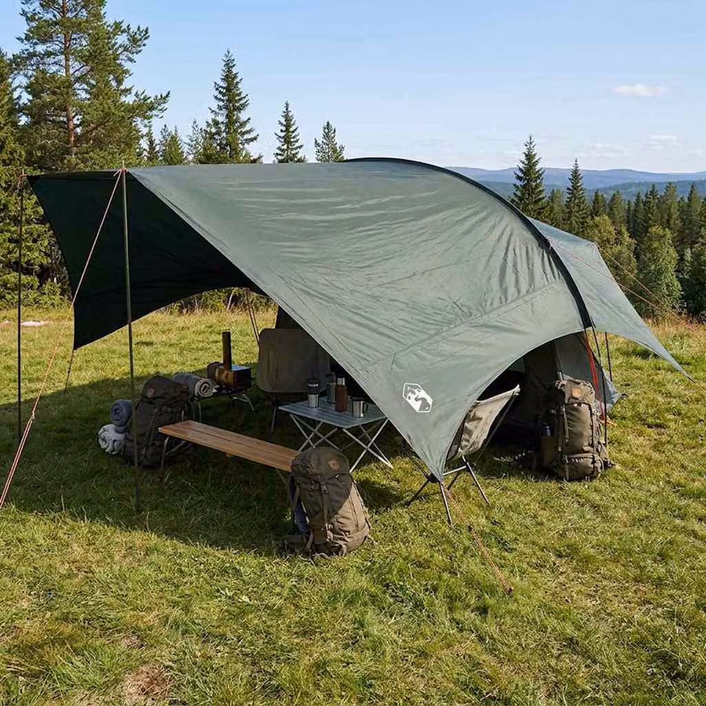 Telo da campeggio impermeabile vidaXL in poliestere Verde militare