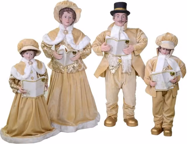 Famiglia cantori tessuto oro set 4pz cm 34x22h95