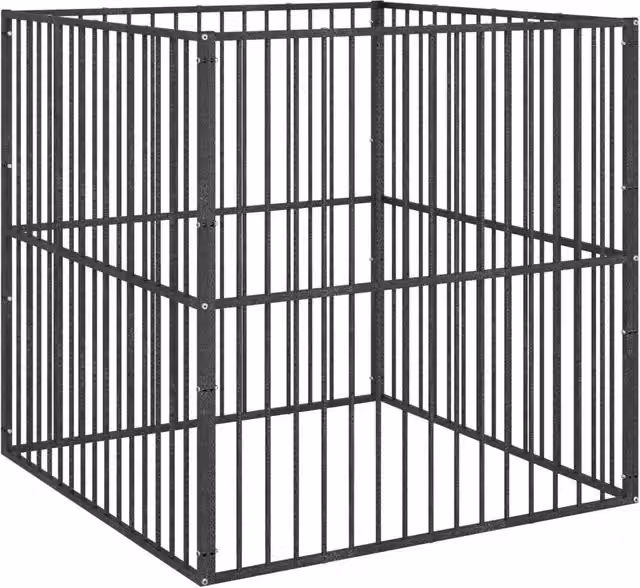 Box per cani a 4 pannelli in acciaio zincato nero opaco CFW6437351