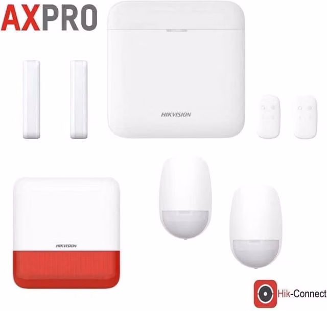 Kit Allarme Antifurto Wireless Hikvision AX Pro 64 Zone con Sirena e Gestione via App, Colore Bianco