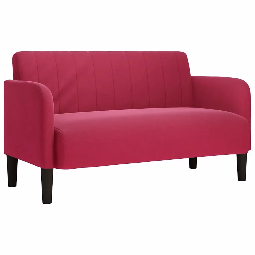 Divanetto moderno vidaXL in velluto rosso, L: 124 cm, P: 74 cm, H: 68 cm – 2