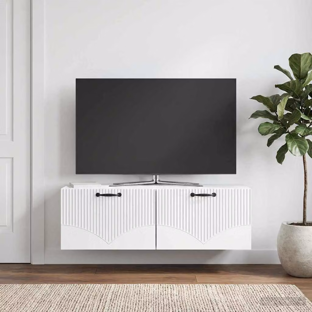 vidaXL Mobile Porta TV da Muro Bianco Moderno L 98 cm x P 31 cm x H 30 cm
