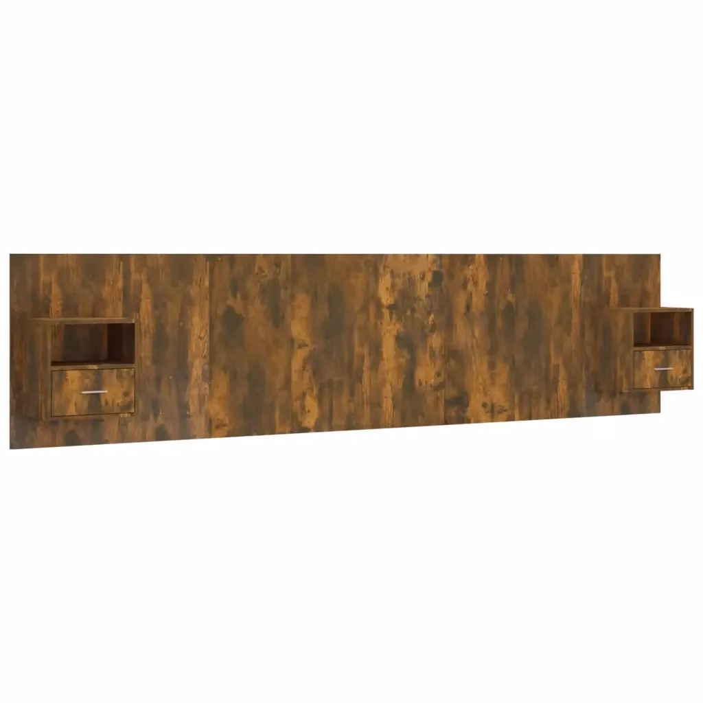 Testiera Letto con Comodini Integrati vidaXL in Legno Rovere Fumo Marrone – 2