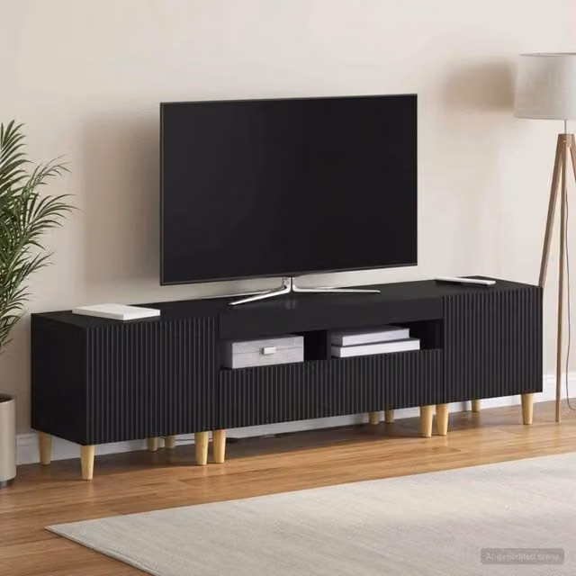 Mobile TV LED a 3 pezzi ARNHEM 3 pz Nero Legno ingegnerizzato 3416595